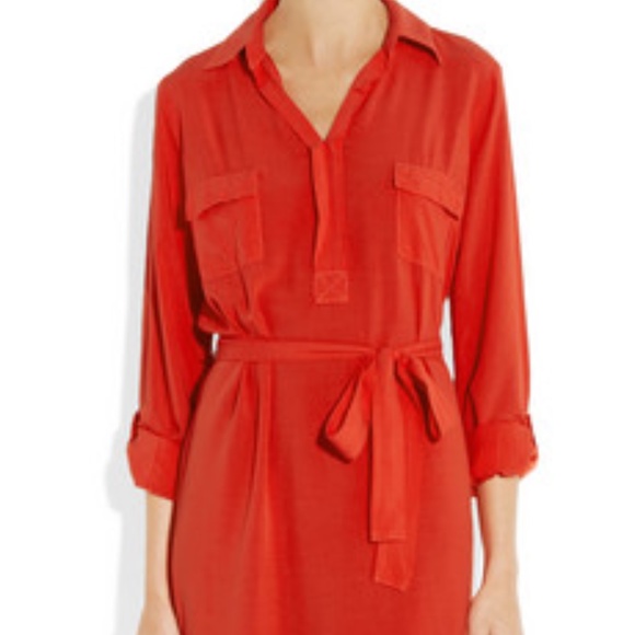 Splendid dress - two front pockets with tie belt - tomato red - L - Picture 1 of 8